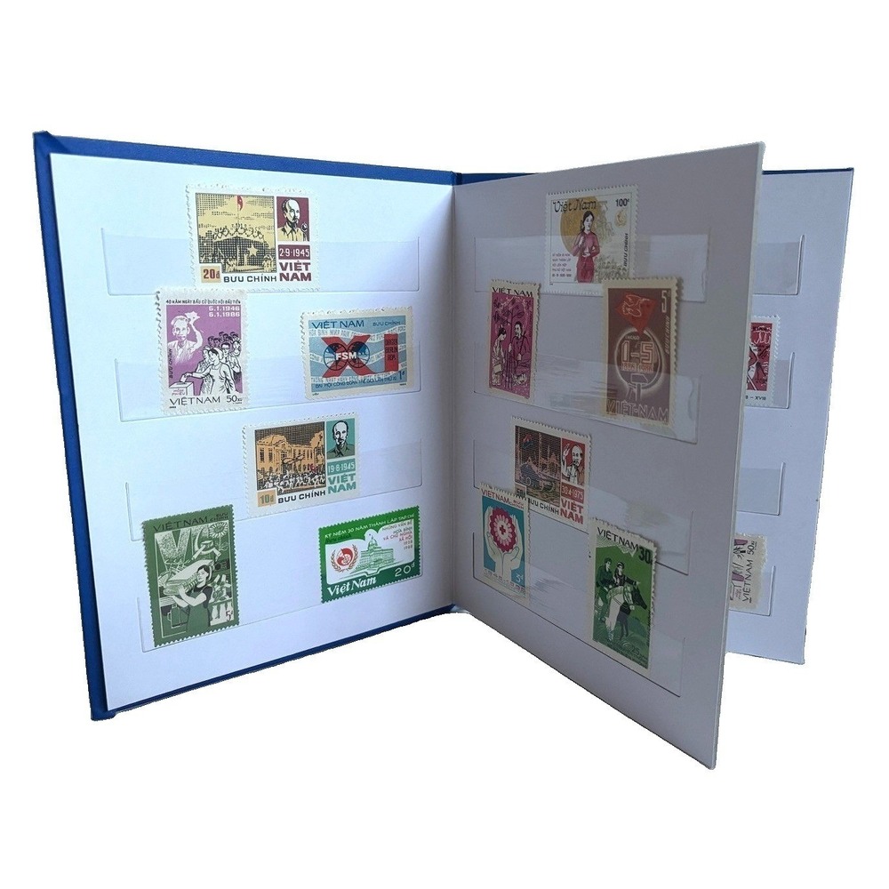 Vintage Vietnam Stamp Collection Album Post War Ho Chi Minh Communist 48 Assort.